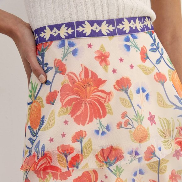 HTF Anthropologie Farm Rio Tiered Midi Skirt - Picture 3 of 4